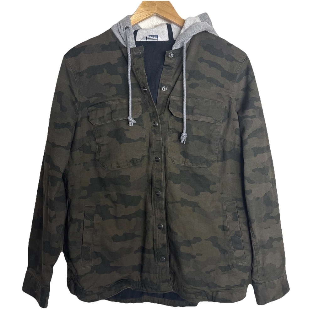 Duluth Trading Company Fire Hose Hooded Limber Jacket Mens Medium‎ Camouflage